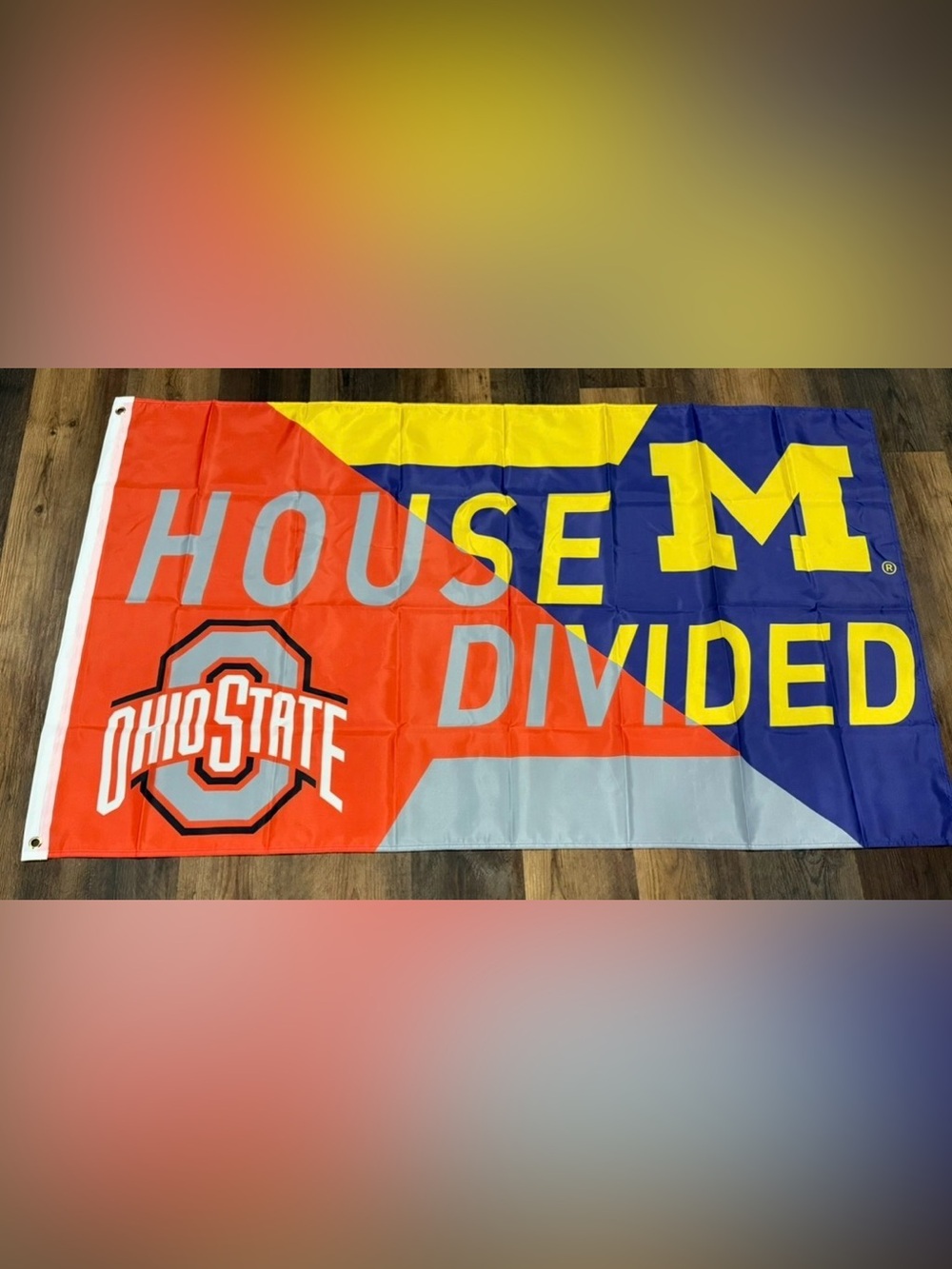 Ohio State Flag house divided michigan wolverines 3 by 5 feet Double Sided